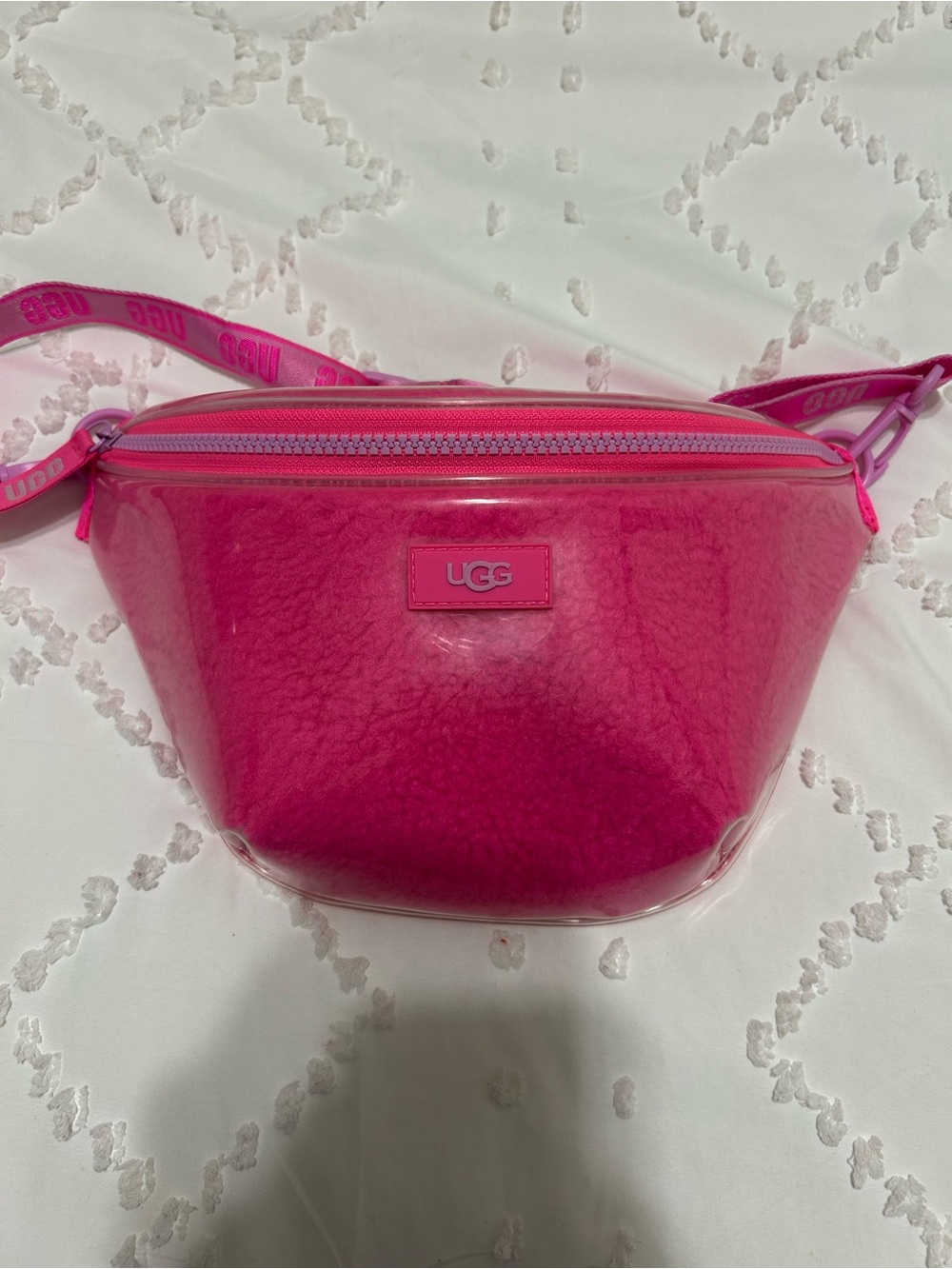 UGG Hot Pink Clear-Trim Crossbody Belt Bag